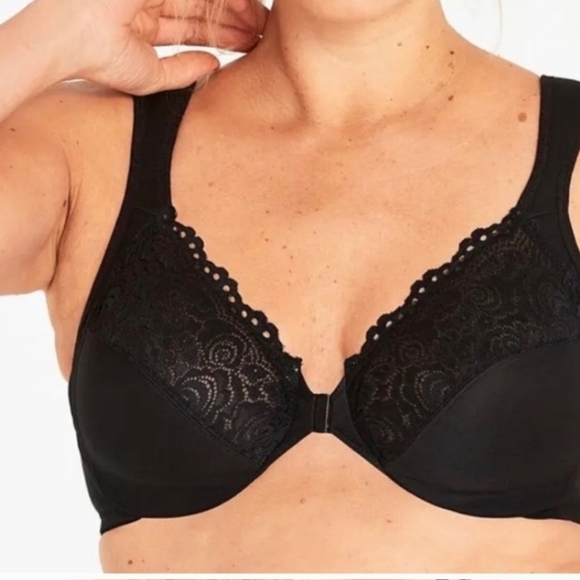 Glamorise Elegance Plunge Wired Bra Sz 42B Front Closure - Picture 1 of 3